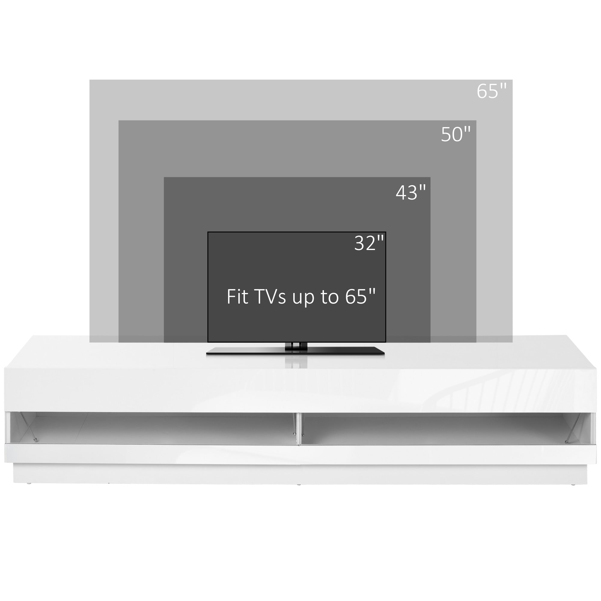 High Gloss TV Stand Cabinet for TVs up to 65