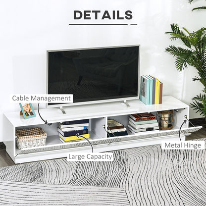 High Gloss TV Stand Cabinet for TVs up to 65", Entertainment Center with LED Light, Media Console with Storage, White TV Stands   at Gallery Canada