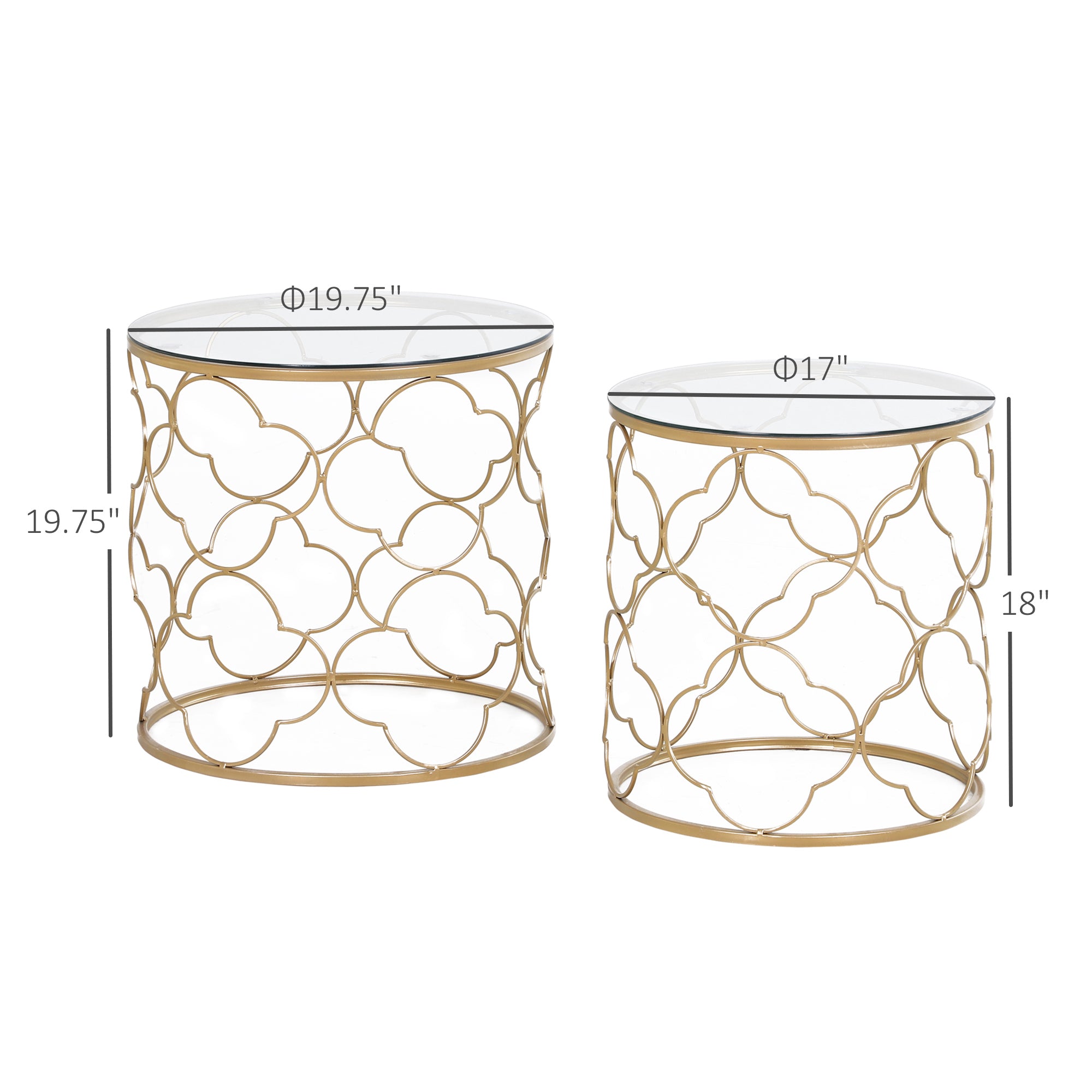 Set of 2 Nesting Table Coffee End Table Set Modern for Living room Furniture Decor Gold Tempered Glass Coffee Tables   at Gallery Canada