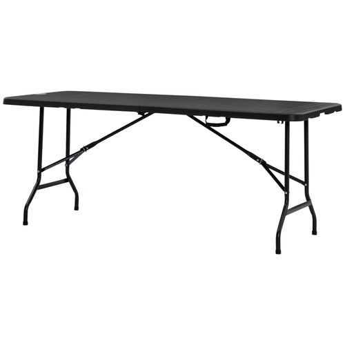 Foldable Patio Dining Table for 6, Rectangular Outdoor Table for Garden Lawn Backyard, Dark Grey