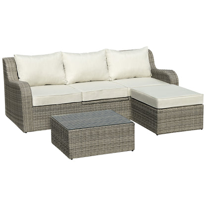 Wicker Patio Furniture Set with Liftable Table, Aluminum Frame, Beige Cushions Patio Furniture Sets Multi Colour  at Gallery Canada