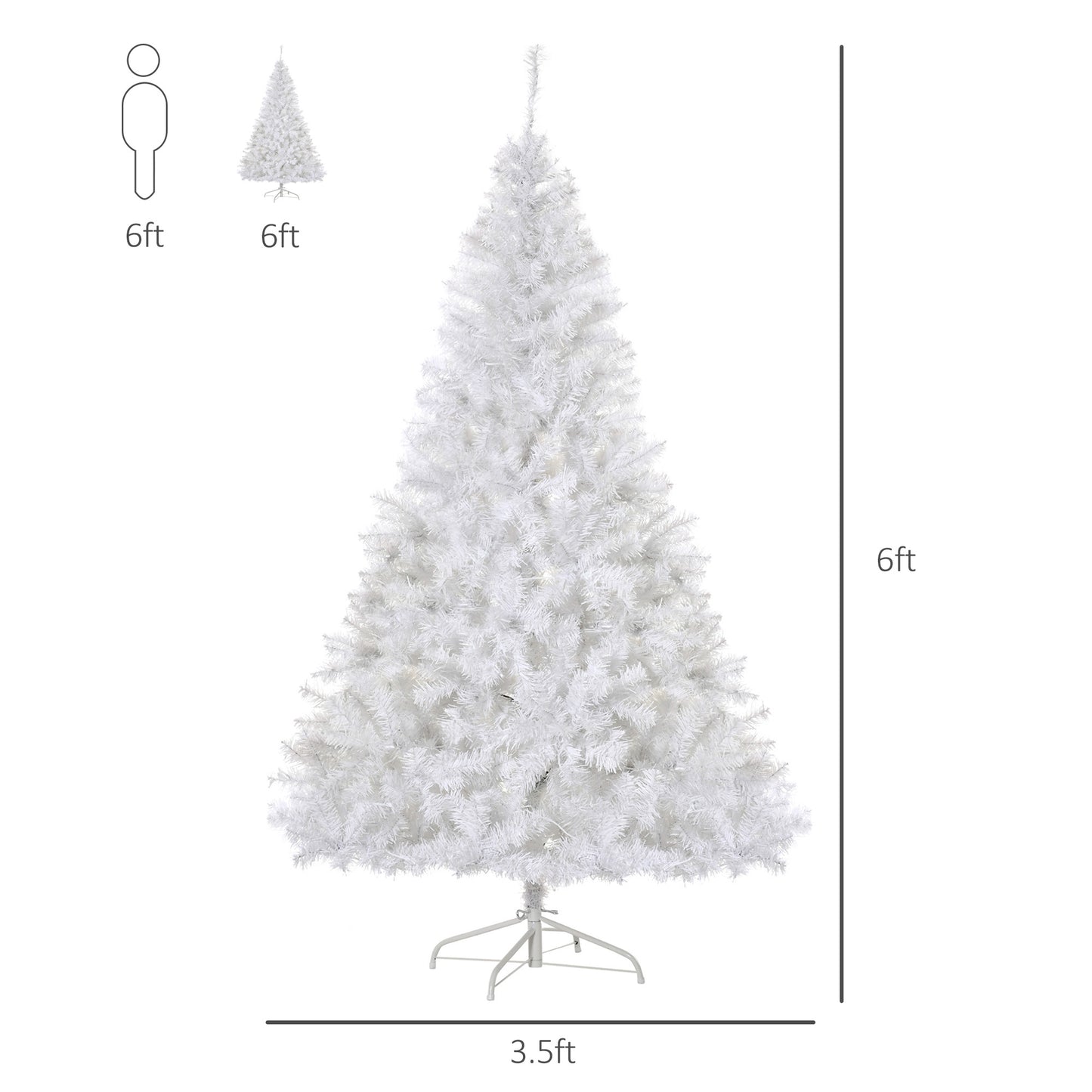 6FT Prelit Artificial Christmas Tree Warm White LED Light Holiday Home Xmas Decoration with Automatic Open, White Pre Lit Christmas Trees White  at Gallery Canada