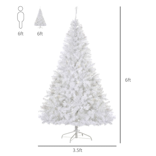 6FT Prelit Artificial Christmas Tree Warm White LED Light Holiday Home Xmas Decoration with Automatic Open, White