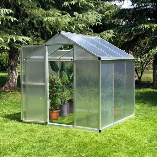 6' x 6' x 6.4' Walk-in Garden Greenhouse Polycarbonate Panels Plants Flower Growth Shed Cold Frame Outdoor Portable Warm House