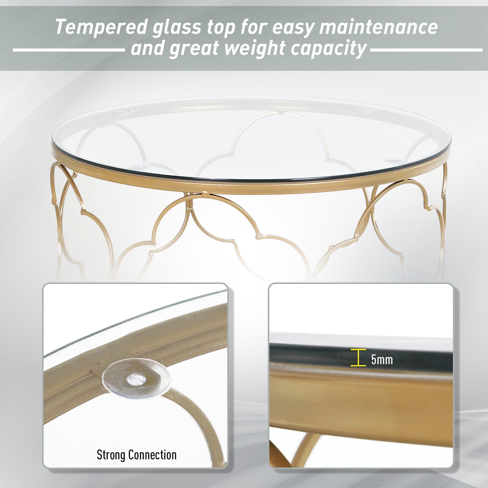 Set of 2 Nesting Table Coffee End Table Set Modern for Living room Furniture Decor Gold Tempered Glass Coffee Tables   at Gallery Canada