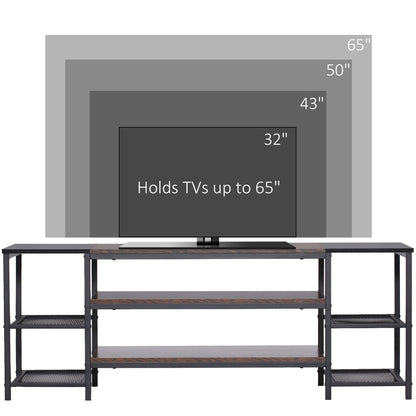 Industrial TV Cabinet for TVs Up to 60", TV Stand with Open Shelf Storage, Media Console with Steel Frame, Rustic Brown TV Stands   at Gallery Canada