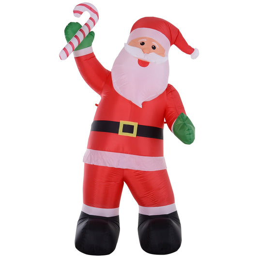 Inflatable Christmas Outdoor Lighted Yard Decoration, Santa Claus with Candy Cane, 8' Tall - Gallery Canada