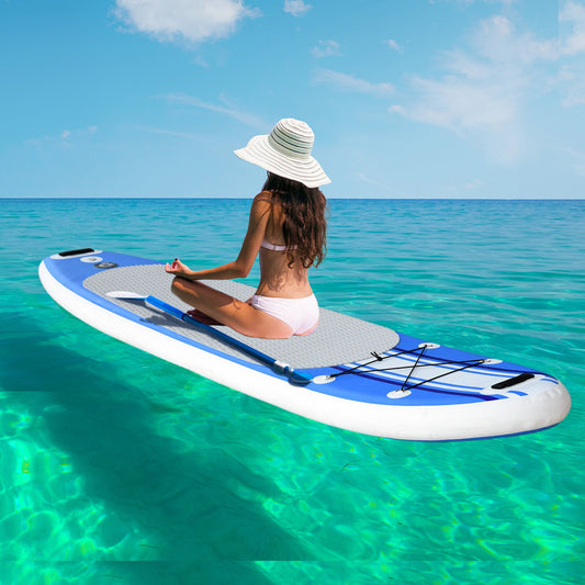 Inflatable Paddle Board, 120'' x 30" x 6" Stand Up Paddle Board Lightweight &; Foldable w/ ISUP Accessories &; Carry Bag, Aluminum Paddle, Fix Accessories Set, Air Pump, Leash - Gallery Canada