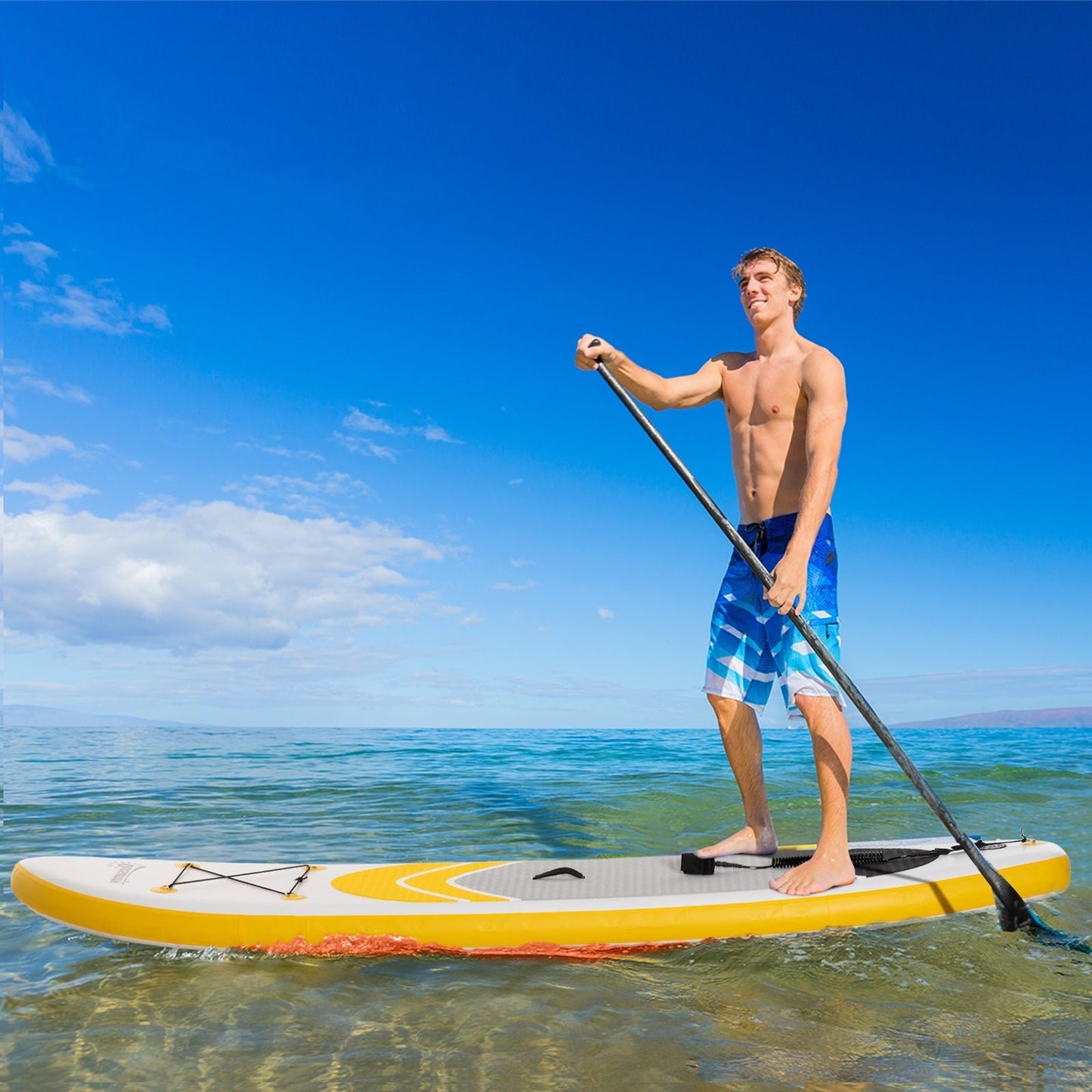 10'5" Inflatable Stand Up Paddle Board with Accessories & Carry Bag, Yellow Inflatable Paddle Boards   at Gallery Canada