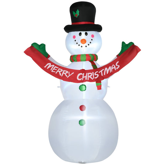 Inflatable Snowman Christmas Yard Outdoor Decoration with Banner LED Lights - Gallery Canada