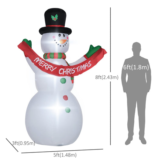 Inflatable Snowman Christmas Yard Outdoor Decoration with Banner LED Lights - Gallery Canada