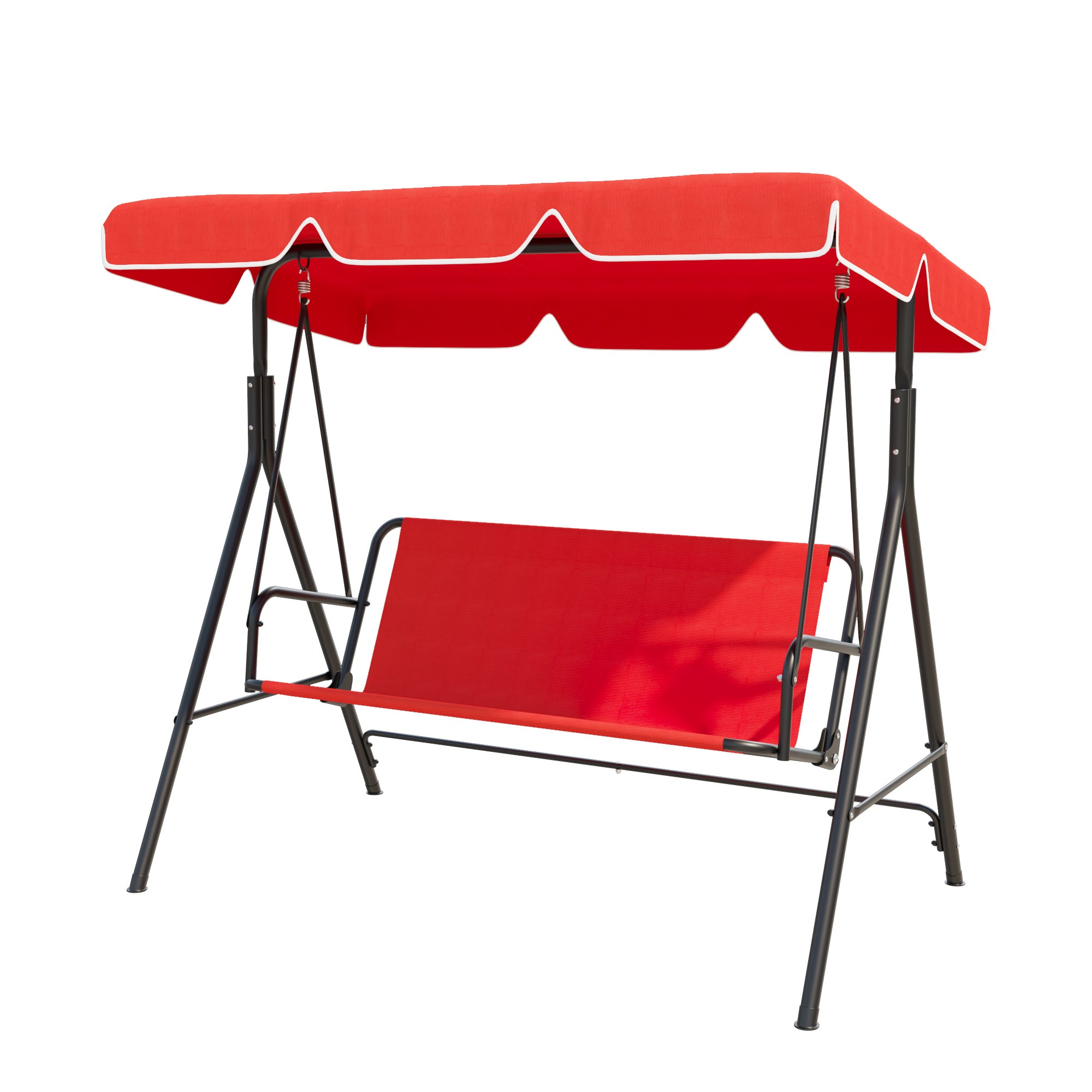 3-Seat Outdoor Swing Glider with Adjustable Canopy and Removable Cushion, Red Patio Swings with Stand   at Gallery Canada