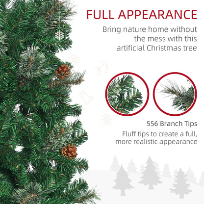 6.5ft Pencil Christmas Tree, Artificial Christmas with Pine Needles, Realistic Branches, Pine Cones, Metal Base, Green Pencil Christmas Trees   at Gallery Canada