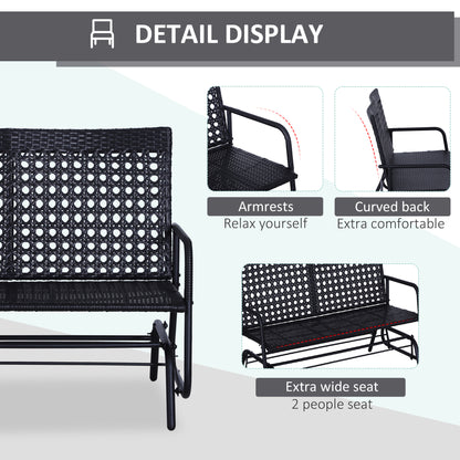 Outdoor Glider Patio Rattan Swing Garden Bench Wicker Rocking Chair Steel Frame, for Garden, Backyard, Porch, Balcony 47" x 30" x 35" Outdoor Gliders   at Gallery Canada