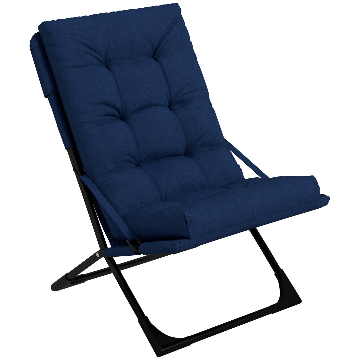 Outdoor Folding Lawn Chair, Foldable Chair with Cushion, Armrest and Steel Frame for Poolside, Deck, Backyard Patio Chairs Blue  at Gallery Canada