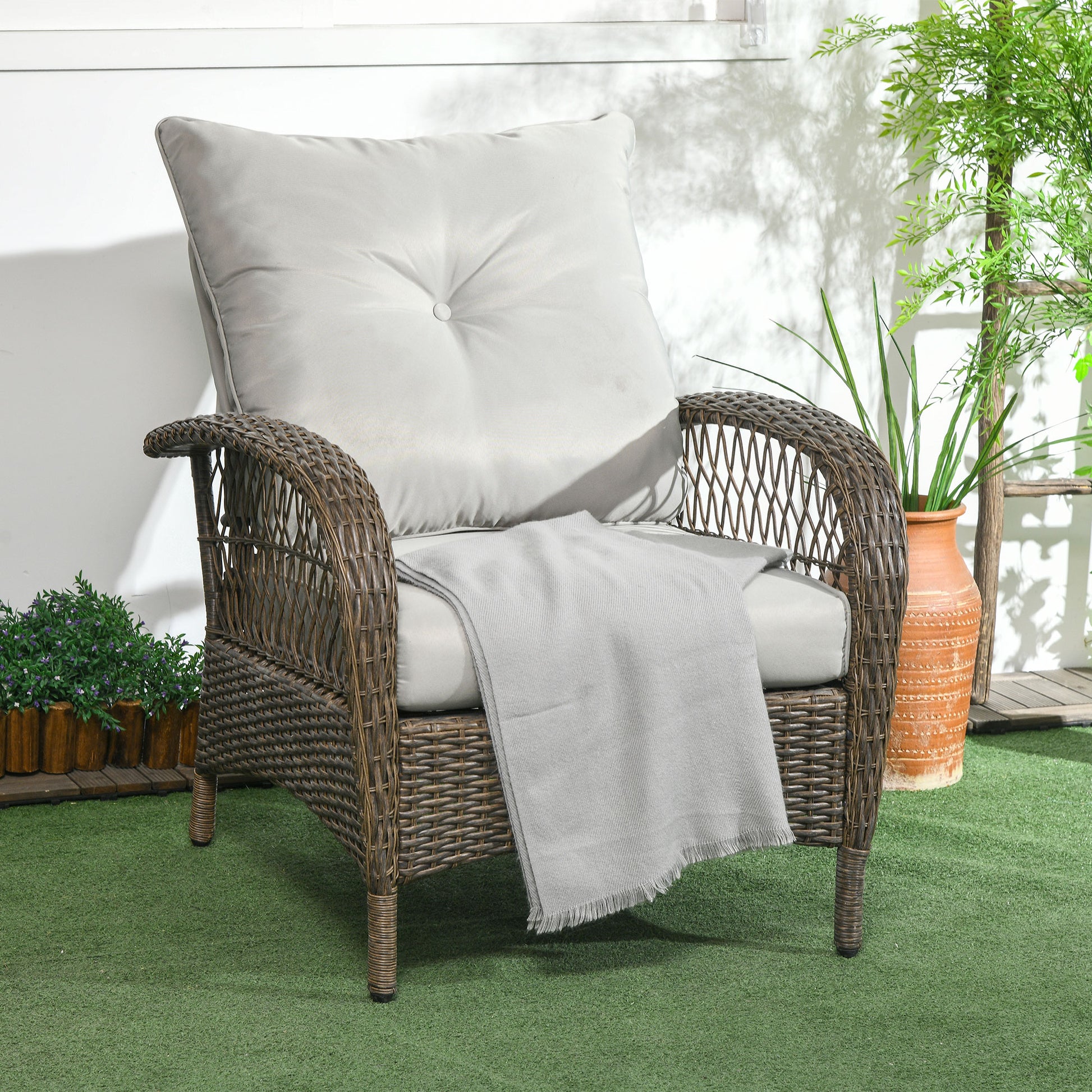 Patio Sofa w/ 4.7" Thick Cushions, 29.9" x 34.3" x 38.6", Grey Patio Furniture Sets   at Gallery Canada