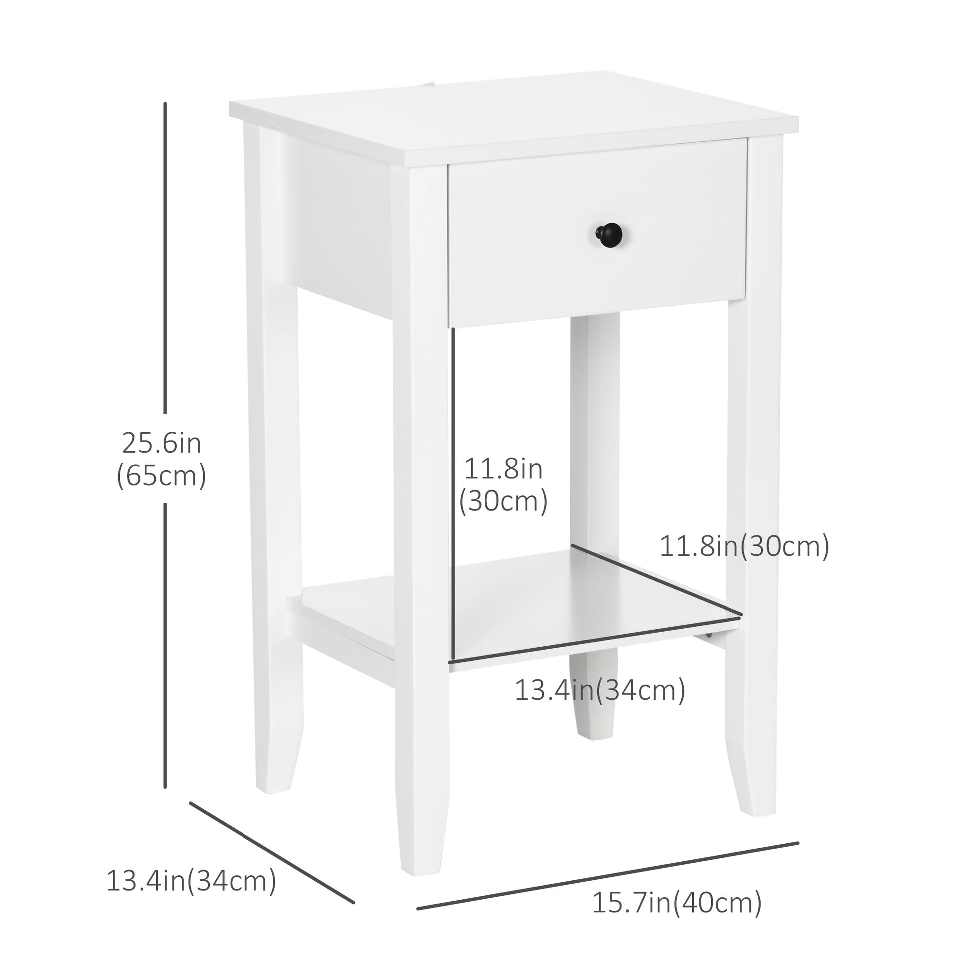 Side Table Set of 2, End Tables with Drawer and Bottom Shelf, 2-tier Nightstand for Bedroom, Living Room, White Side Tables   at Gallery Canada