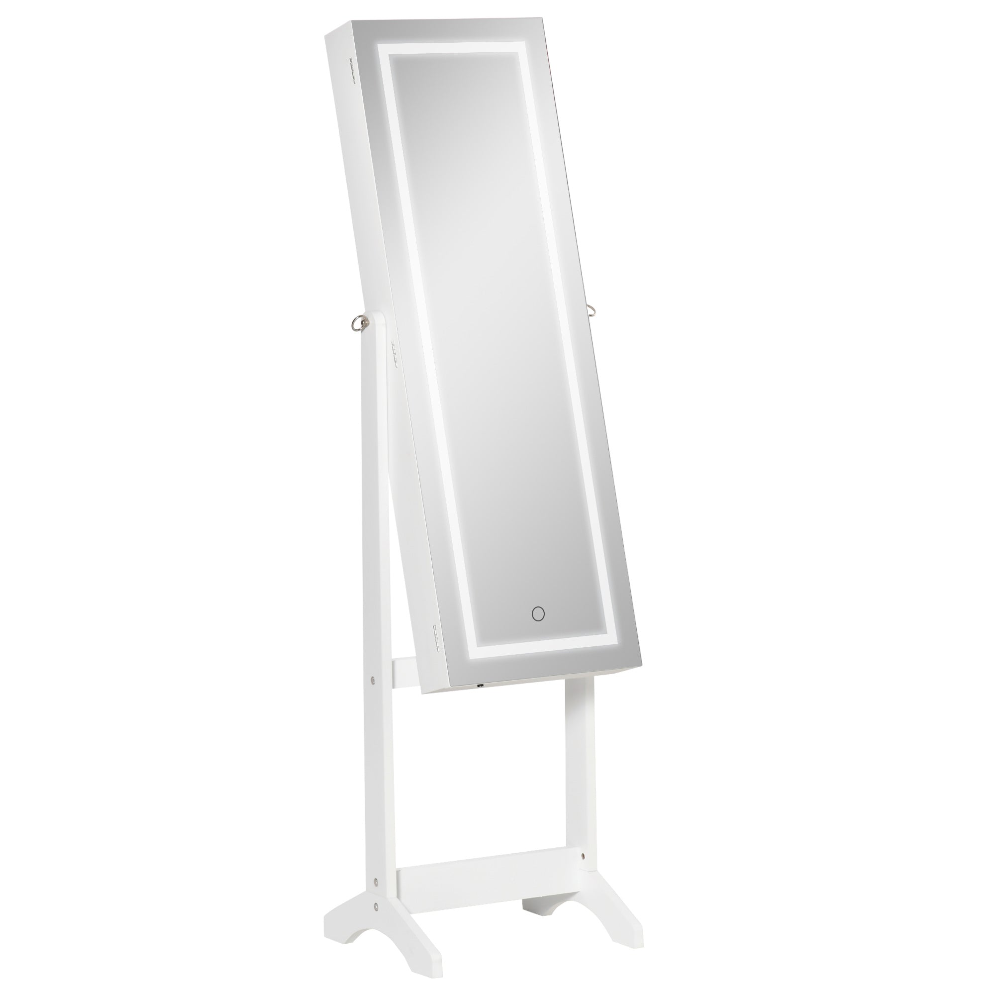 Jewelry Cabinet with LED Light, Lockable Jewelry Storage Organizer with Full-Length Mirror for Bedroom Dressing Room, White Jewelry Armoire & Jewellery Mirror Cabinets White  at Gallery Canada