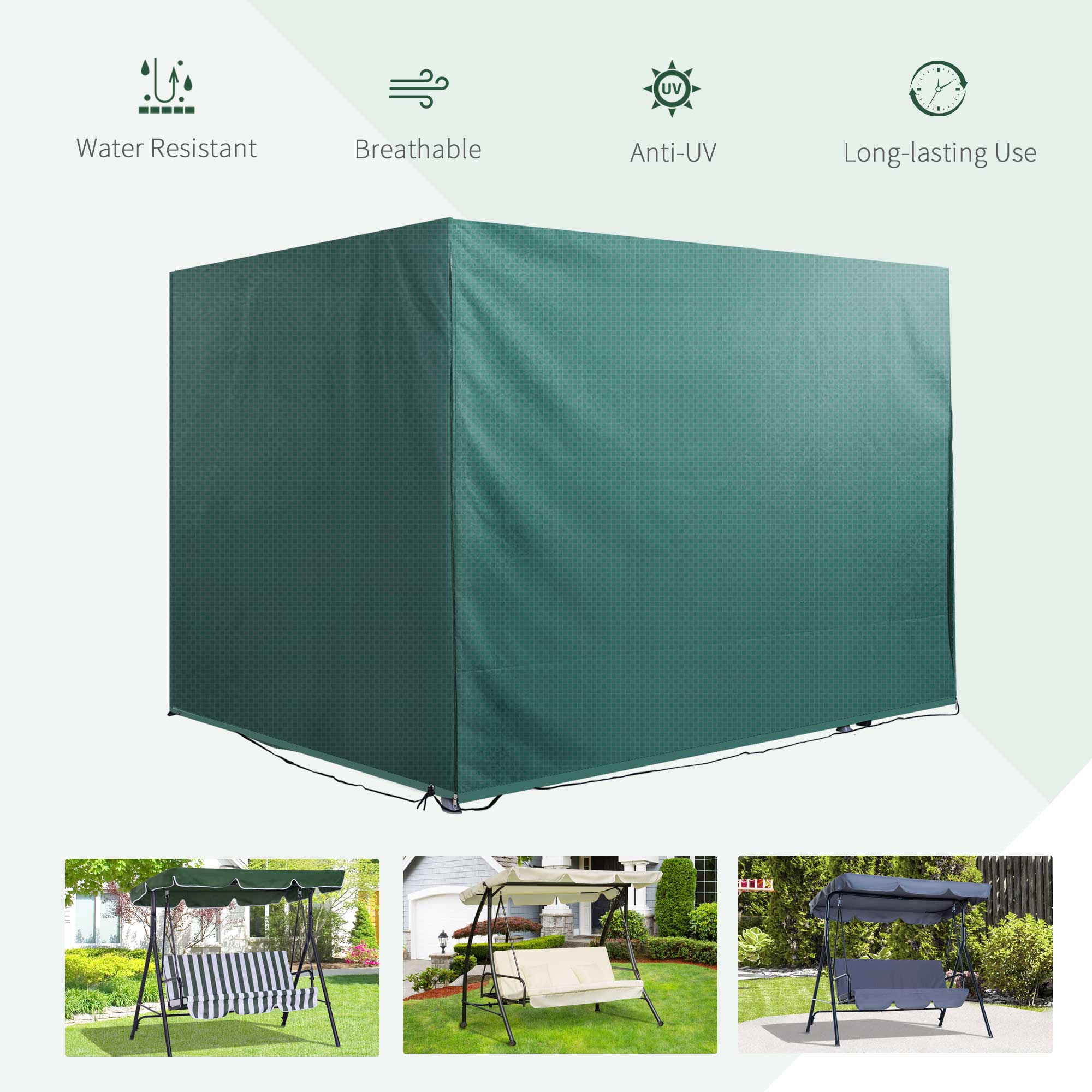 3-Seater Patio Swing Cover, Outdoor Garden Furniture Protection Hammock Glider Cover, Waterproof Dustproof Windproof, 85