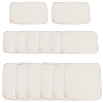 Outdoor 14pc Patio Rattan Sofa Set Cushion Polyester Cover Replacement Set - No Cushion Included, Cream White - Gallery Canada
