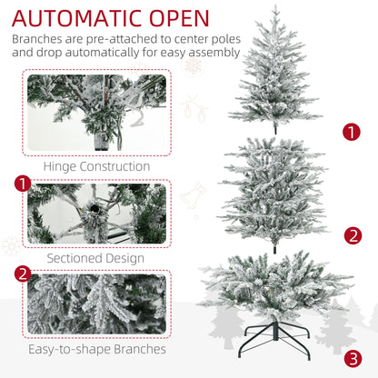 6' Pre Lit Artificial Flocked Christmas Trees, with Snow Branches, Warm Yellow Clear Lights, Auto Open, Extra Bulb Pre Lit Christmas Trees   at Gallery Canada