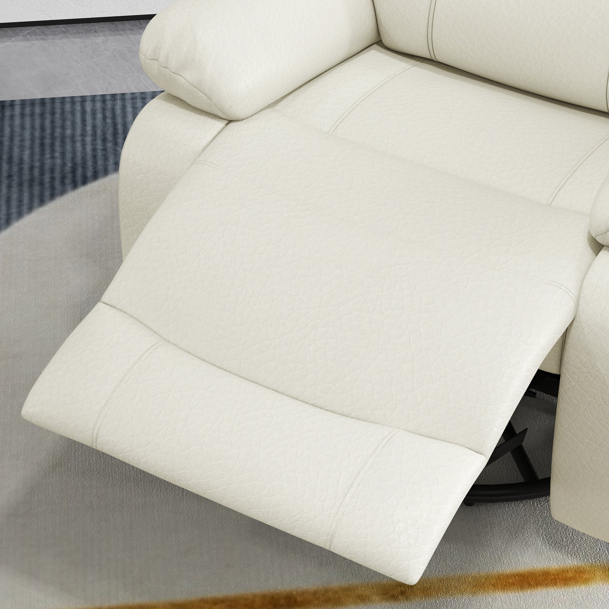 PU Leather Reclining Chair with Vibration Massage Recliner, Swivel Base, Rocking Function, Remote Control, Cream White Single Sofas   at Gallery Canada