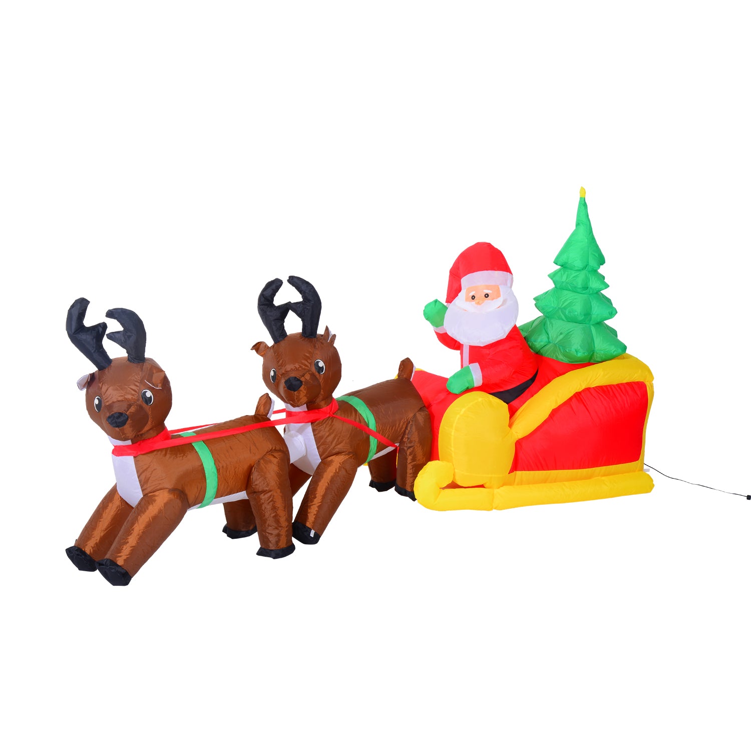 7' Inflatable Christmas Santa in Sleigh Reindeer LED Lighted Decoration Christmas Inflatables Multi Colour  at Gallery Canada