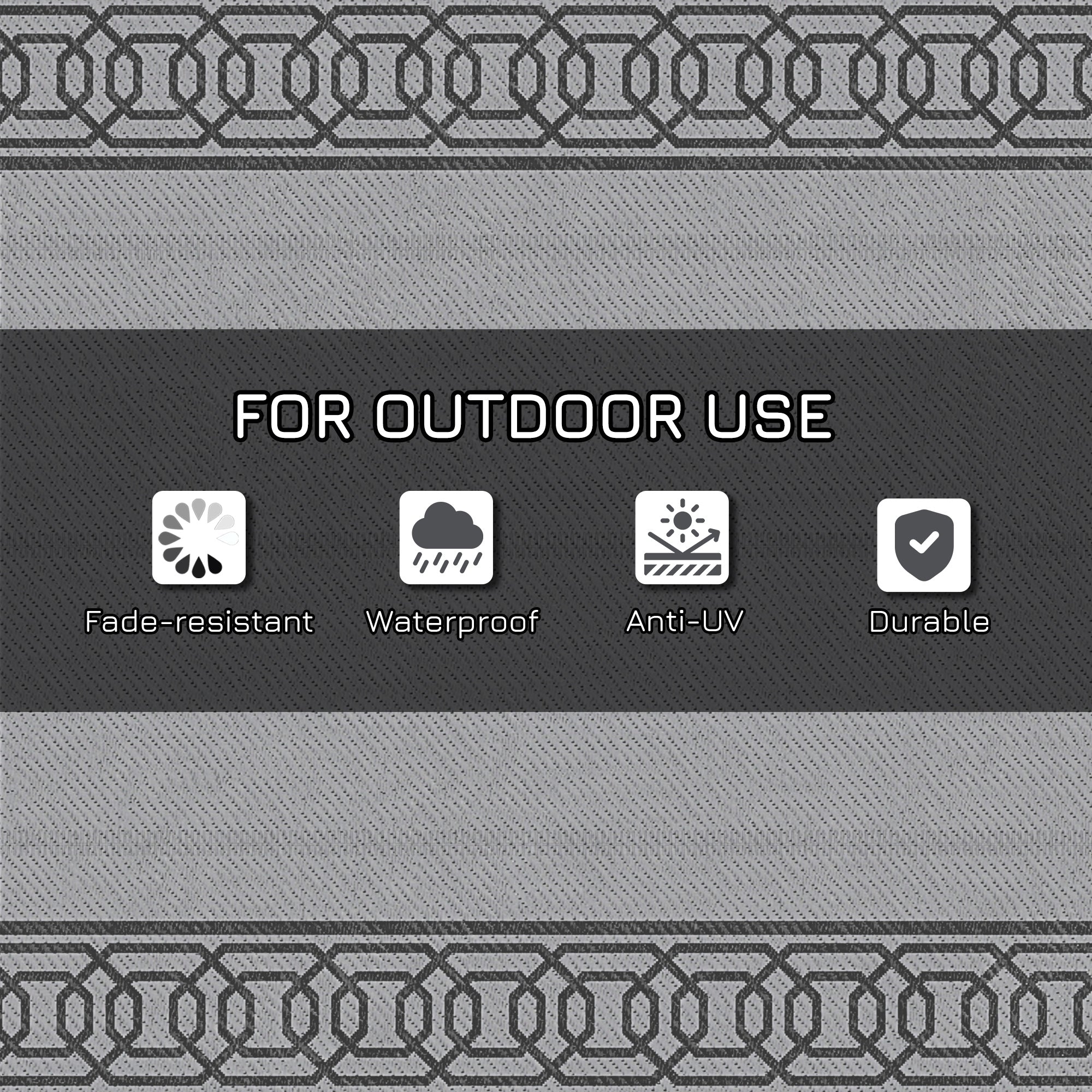 Reversible 9' x 18' Waterproof Outdoor RV Mat with Carrying Bag, Black/Grey Outdoor Reversible Rugs   at Gallery Canada