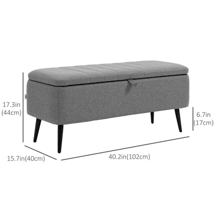 40" Ottoman with Storage, Linen Upholstered Storage Ottoman Bench with Steel Legs for Living Room, Bedroom Storage Ottomans & Benches   at Gallery Canada