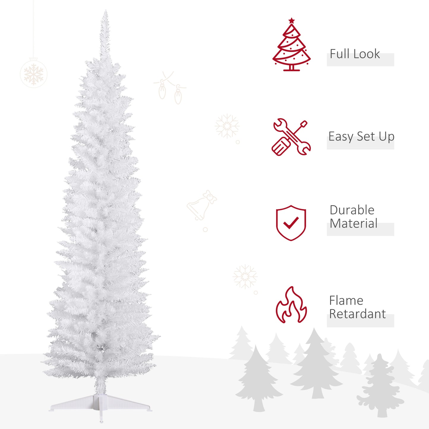 6 FT Christmas Tree Classic Tree Holiday Indoor Decoration, with Stable Plastic Base, White White Christmas Trees   at Gallery Canada