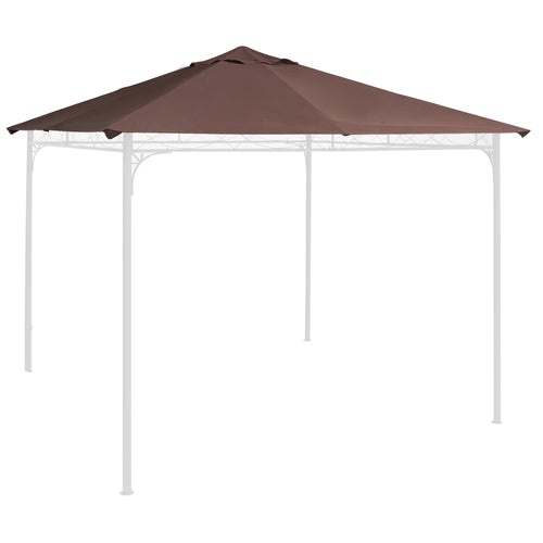 9.8' x 9.7' Square Gazebo Canopy Replacement UV Protected Top Cover Sun Shade Coffee