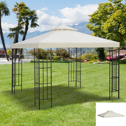 9.8' x 9.8' Square 2-Tier Gazebo Canopy Replacement Top Cover Outdoor Garden Sun Shade, Cream White Gazebo Canopy Replacement   at Gallery Canada