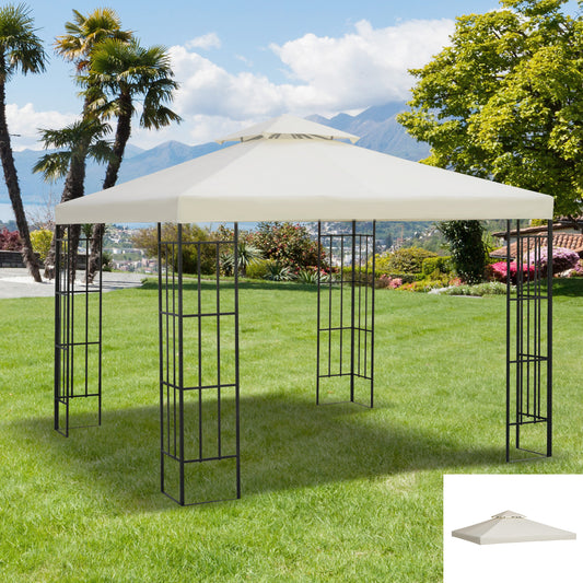 9.8' x 9.8' Square 2-Tier Gazebo Canopy Replacement Top Cover Outdoor Garden Sun Shade, Cream White Gazebo Canopy Replacement Cream  at Gallery Canada