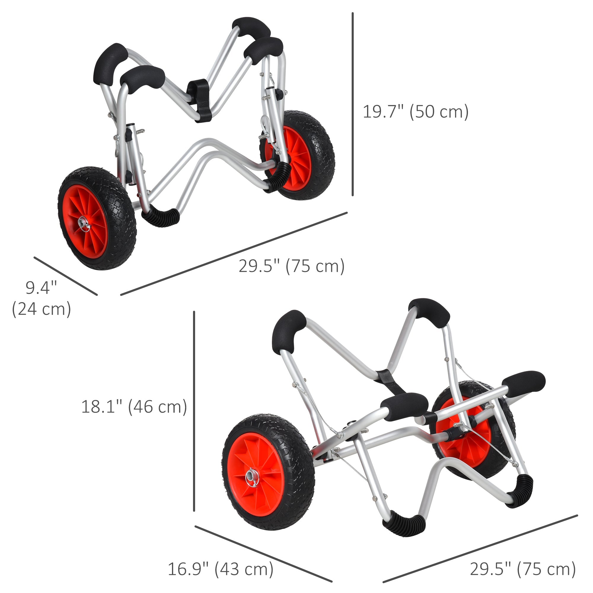 Kayak Cart Aluminum Boat Canoe Carrier Dolly Trolley Transport Trailer with Airless Beach Tires for Sand, Silver Kayak Carts   at Gallery Canada