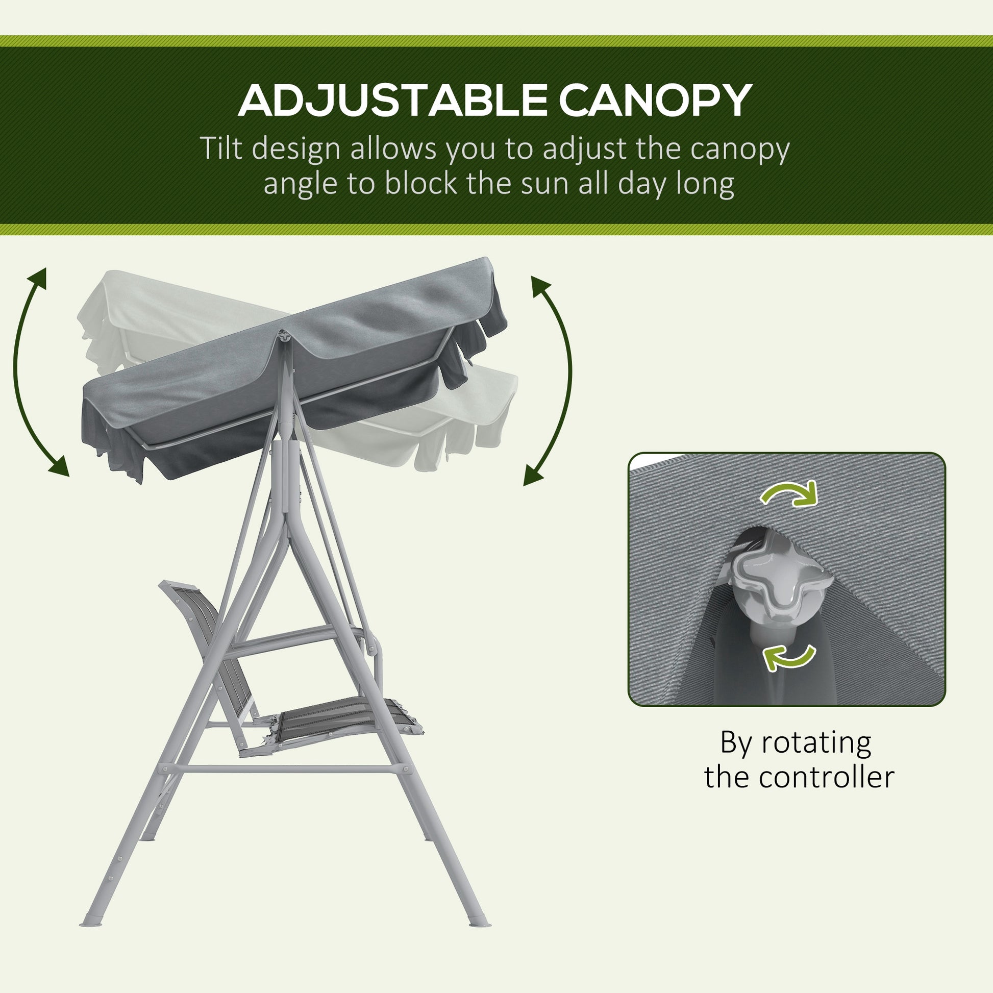 3-Seater Outdoor Swing Chair, Patio Swing, A Frame Porch Swing with Canopy, Garden Hammock Glider Bed, Light Grey Patio Swings with Stand   at Gallery Canada