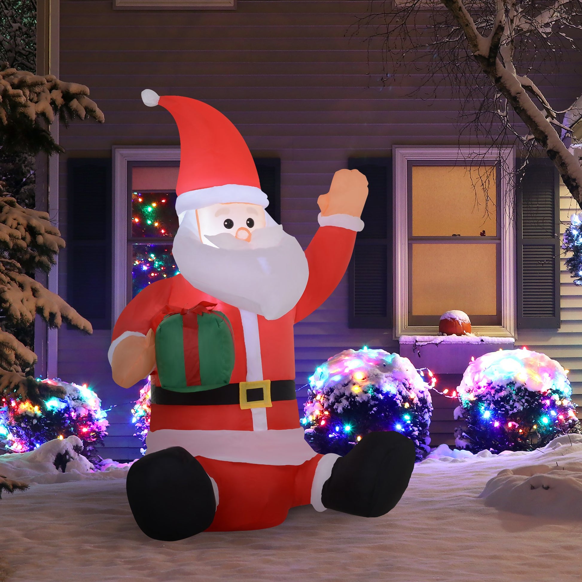 3.9ft Outdoor Christmas Lighted Inflatable Santa Claus with Gift Box Christmas Inflatables   at Gallery Canada