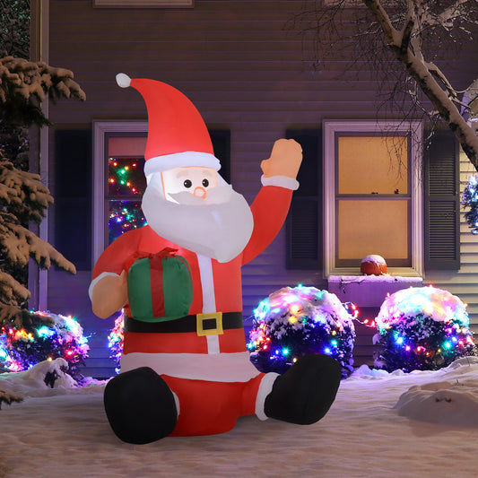 3.9ft Outdoor Christmas Lighted Inflatable Santa Claus with Gift Box Christmas Inflatables Multi Colour  at Gallery Canada