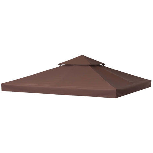 9.8' x 9.8' Square 2-Tier Gazebo Canopy Replacement Top Cover Outdoor Garden Sun Shade, Coffee