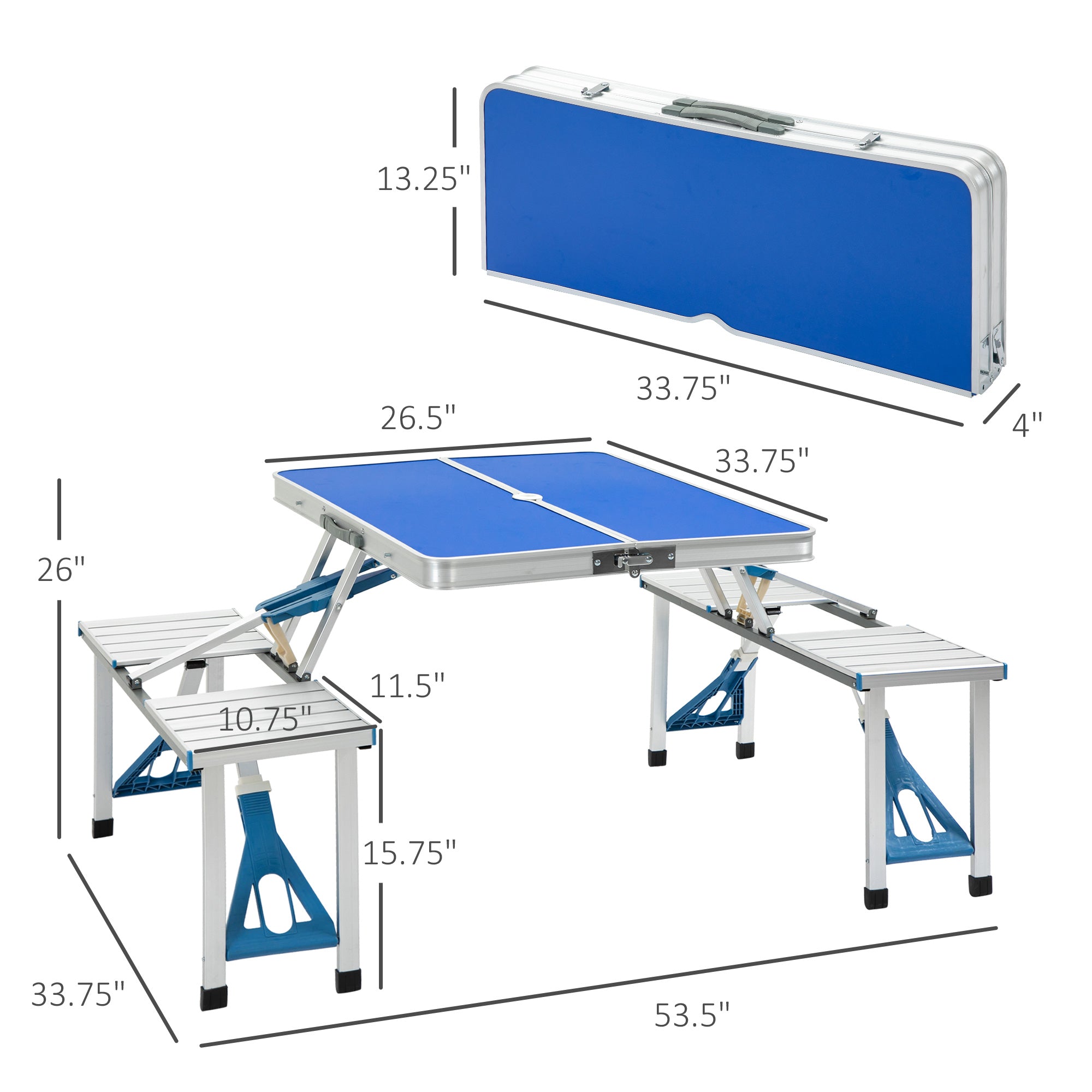 Portable Picnic Table Set Junior Folding Camping Table Set Portable Camping Garden BBQ Party Blue Picnic Tables & Camping Chairs   at Gallery Canada