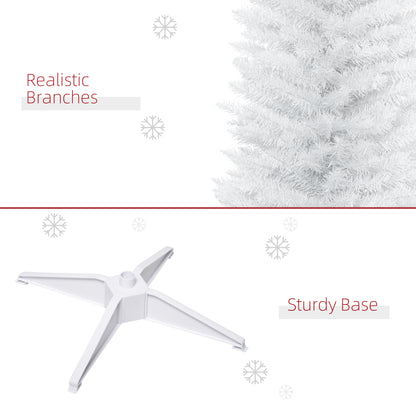 7' Pencil Christmas Tree, Slim Artificial Xmas Tree with Realistic Branches, Sturdy Metal Stand, White Pencil Christmas Trees   at Gallery Canada