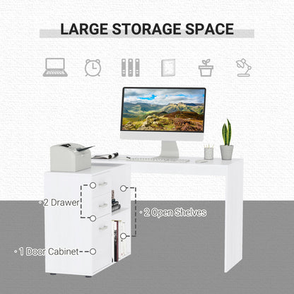 L-Shaped Desk, Computer Corner Desk with Storage Shelf, Drawer, PC Table Home Office Workstation, White - Gallery Canada