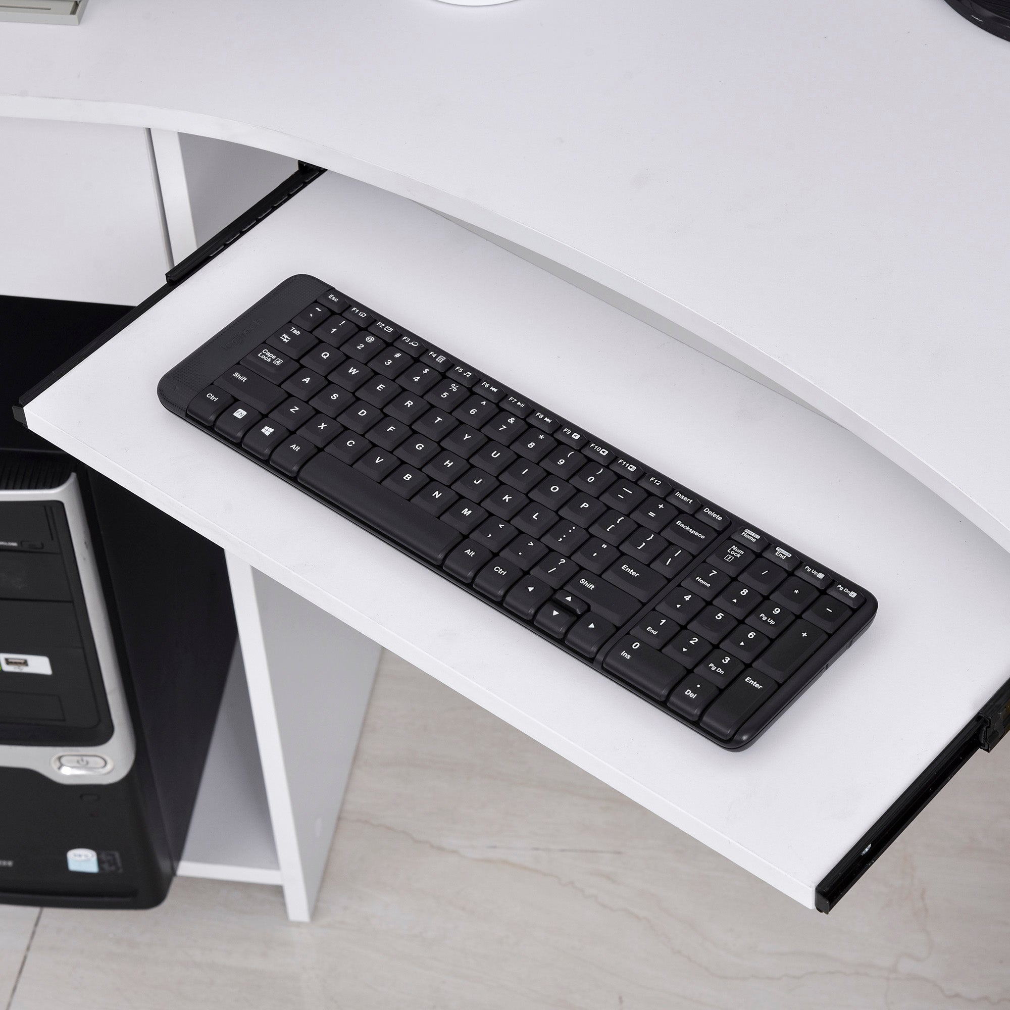 L-Shaped Desk with Keyboard Tray, Computer Corner Desk for Small Space with Shelves, Drawer, CPU Stand, Home Office Writing Table, White Computer Desks   at Gallery Canada