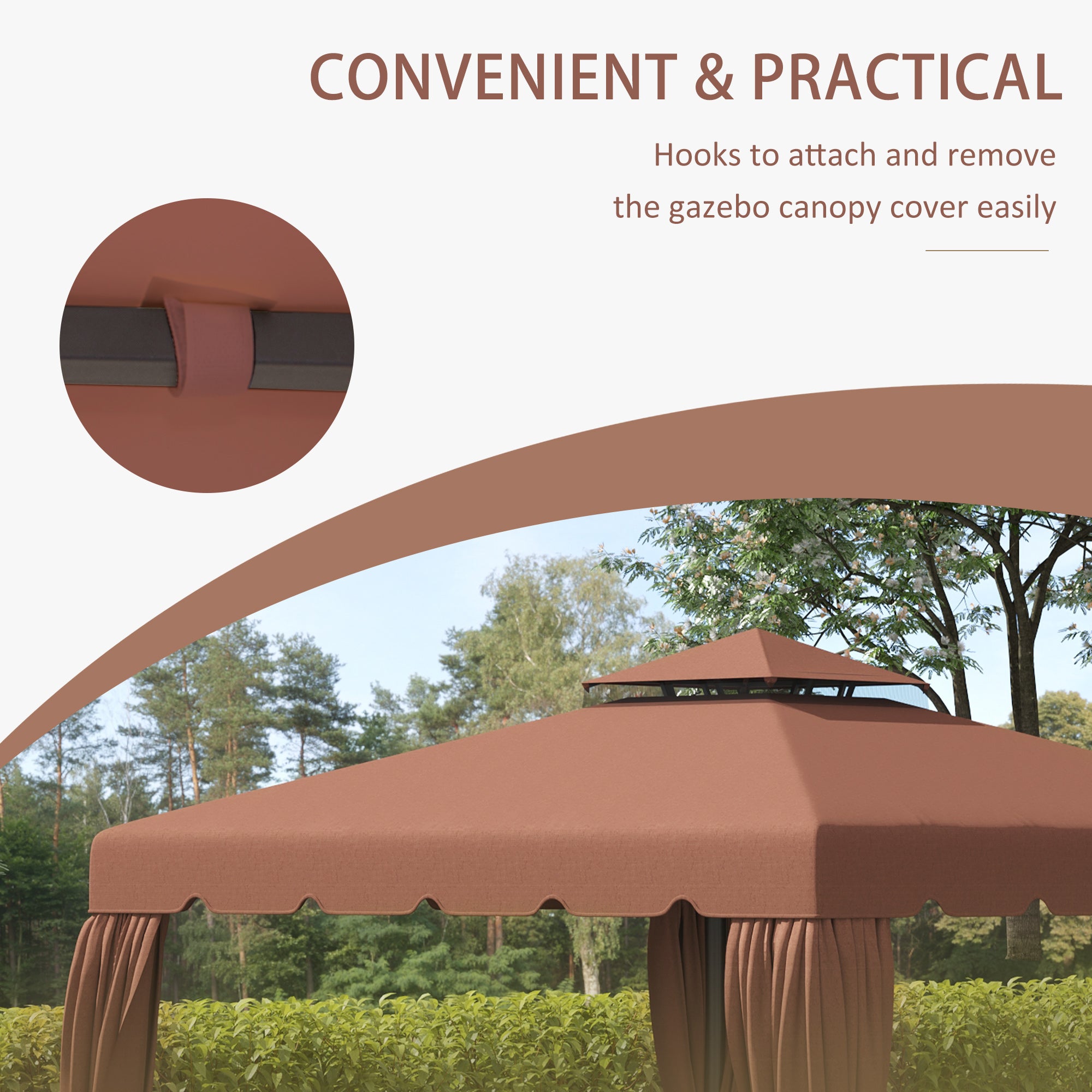 9.8' x 9.8' Gazebo Replacement Canopy, Gazebo Top Cover with Double Vented Roof for Garden Patio Outdoor (TOP ONLY), Coffee Gazebo Canopy Replacement   at Gallery Canada