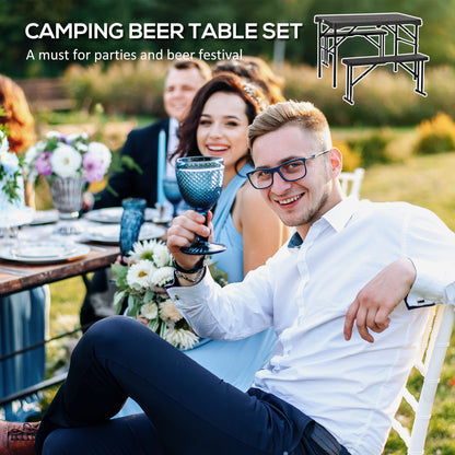 72" Folding Picnic Table Set, 2 Benches, 3-Piece Outdoor HDPE German Style Biergarten Foldable Beer Table for 4, Dark Grey Bistro Sets   at Gallery Canada