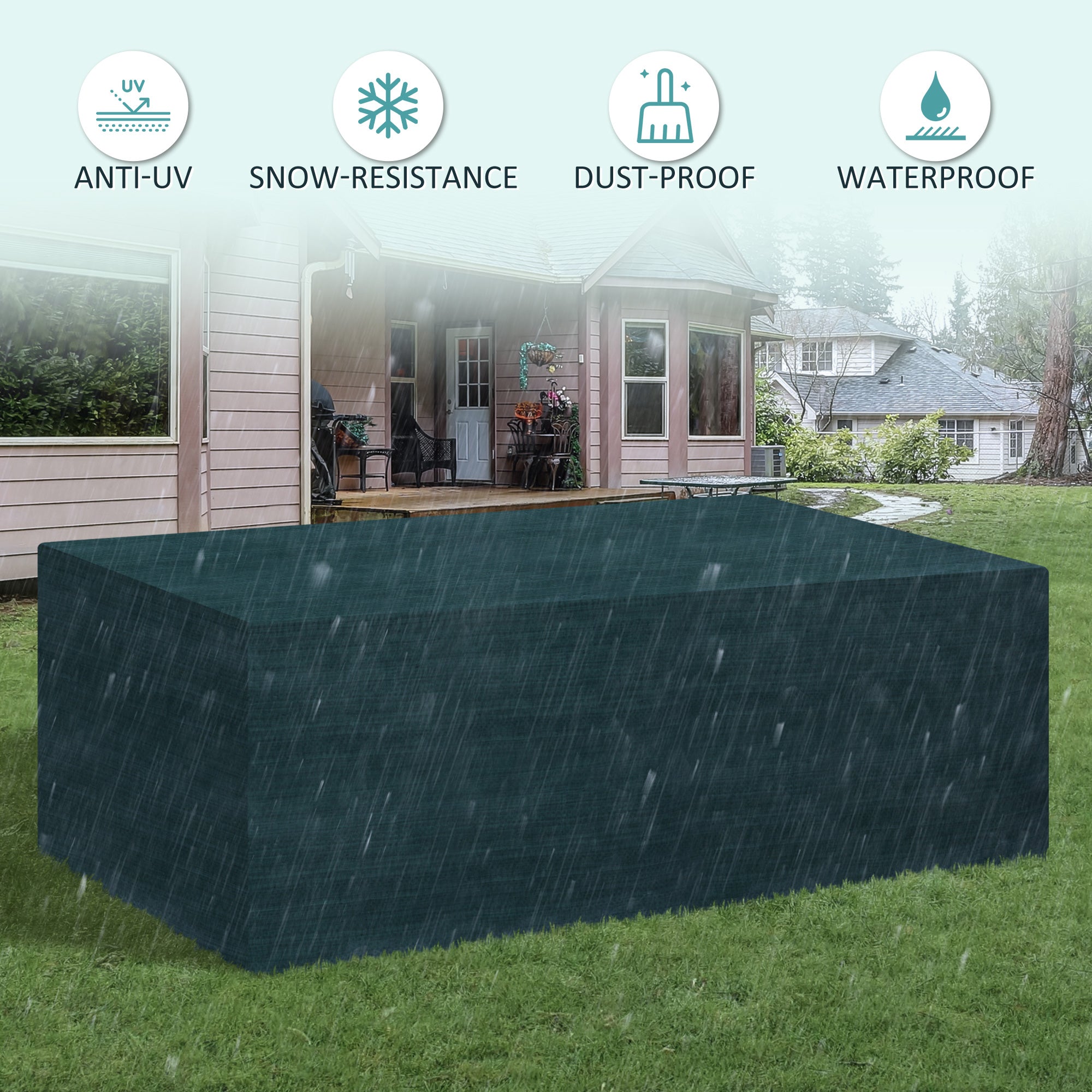 Large Patio Furniture Covers, Outdoor Furniture Covers, Garden Set Protector Waterproof Anti-UV Protection, Dark Green 92.5