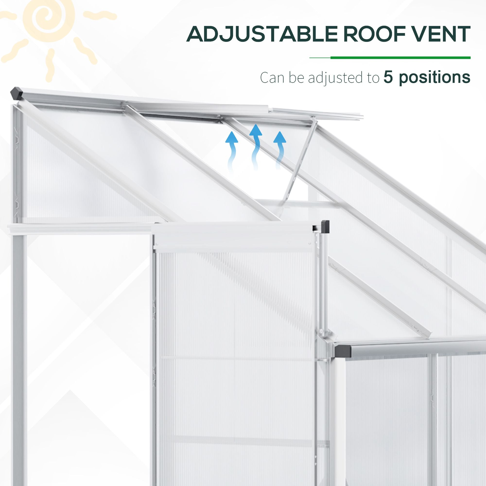 Lean-to Greenhouse Walk-in Garden Aluminum Polycarbonate with Roof Vent for Plants Herbs Vegetables 6' x 4' x 7' Silver Walk In Greenhouses   at Gallery Canada