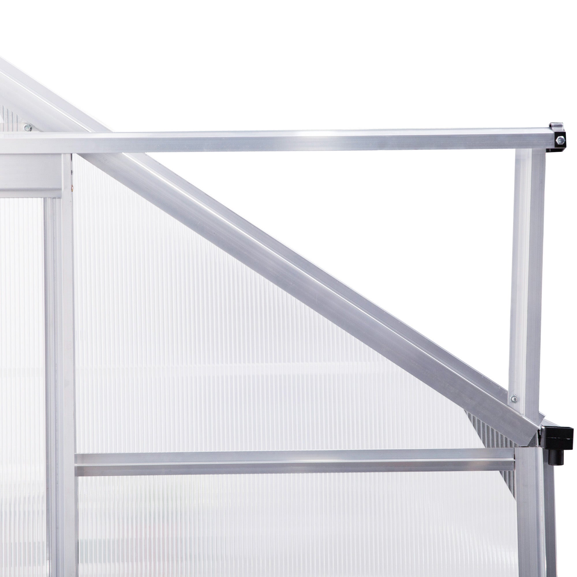 Lean-to Greenhouse Walk-in Garden Aluminum Polycarbonate with Roof Vent for Plants Herbs Vegetables 6' x 4' x 7' Silver Walk In Greenhouses   at Gallery Canada