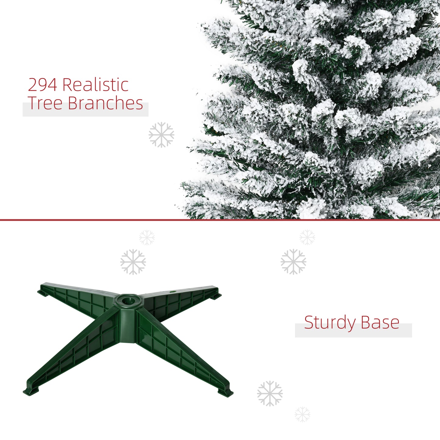 5ft Tall Pencil Artificial Christmas Tree, Holiday Décor with Snow Flocked Branches, Green Artificial Christmas Trees   at Gallery Canada