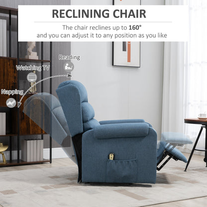 Lift Chair for Elderly, Power Chair Recliner with Footrest, Remote Control, Side Pockets for Living Room, Blue Electric Power Lift Chairs   at Gallery Canada