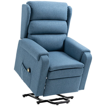 Lift Chair for Elderly, Power Chair Recliner with Footrest, Remote Control, Side Pockets for Living Room, Blue Electric Power Lift Chairs Blue  at Gallery Canada